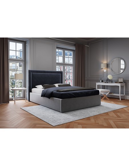 Tête De Lit En Velours, Couleur Bleu Foncé, Primevere, Marque Mazzini Sofas