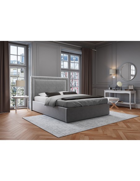 Tête De Lit En Velours, Couleur Gris Clair, Primevere, Marque Mazzini Sofas