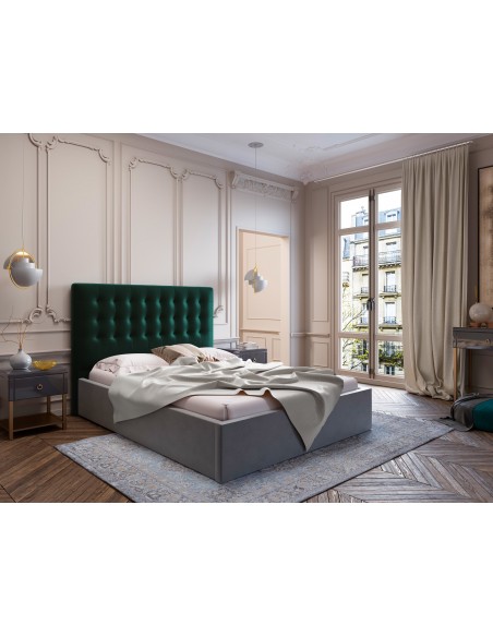 Tête De Lit En Velours, Couleur Vert Bouteille, Athena, Marque Windsor & Co